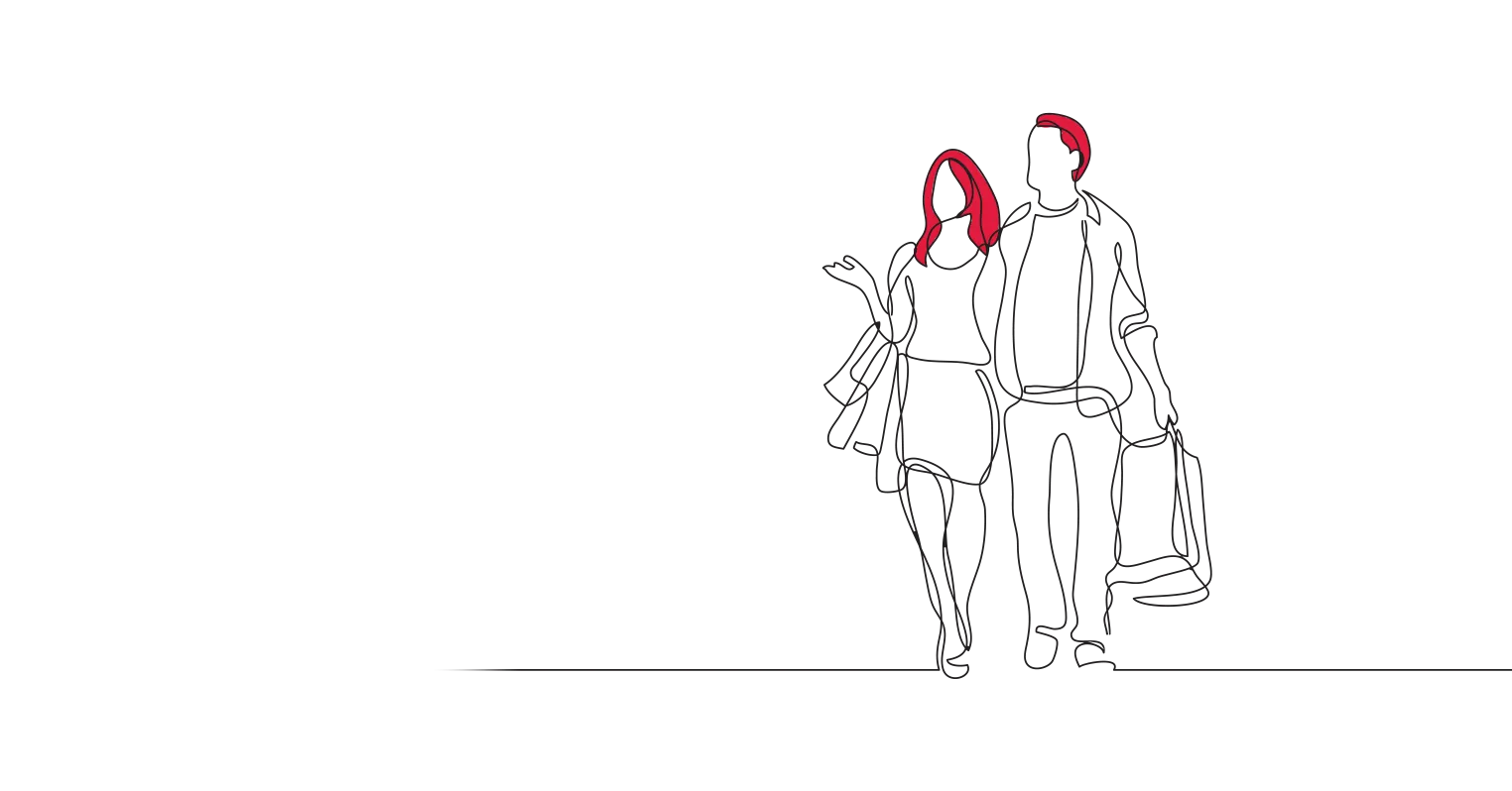 An illustration of a man and woman arm in arm