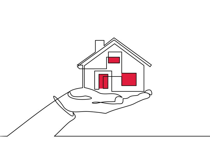An illustration of a hand holding a small house