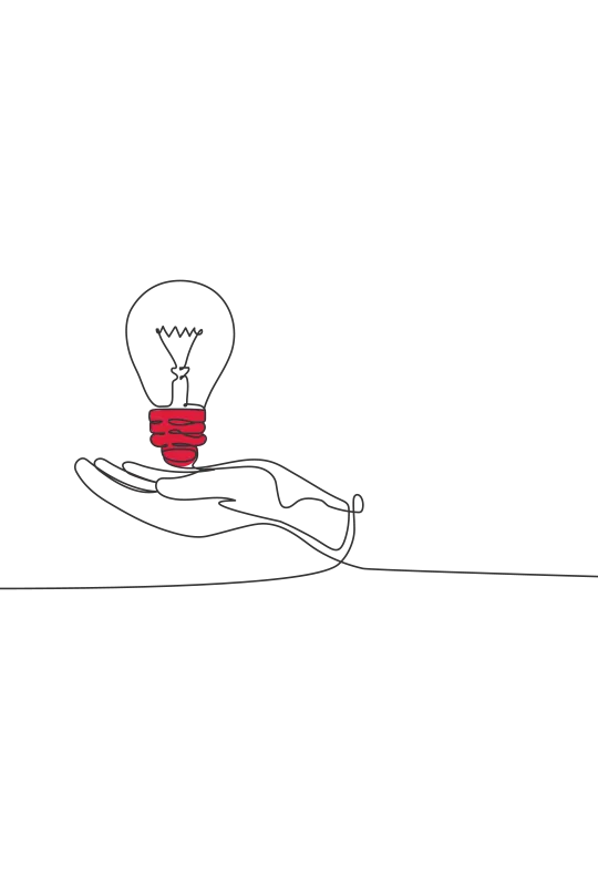 An illustration of a hand holding a lightbulb
