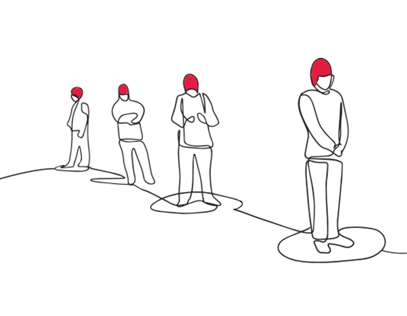 Illustration of four different people stood in a row