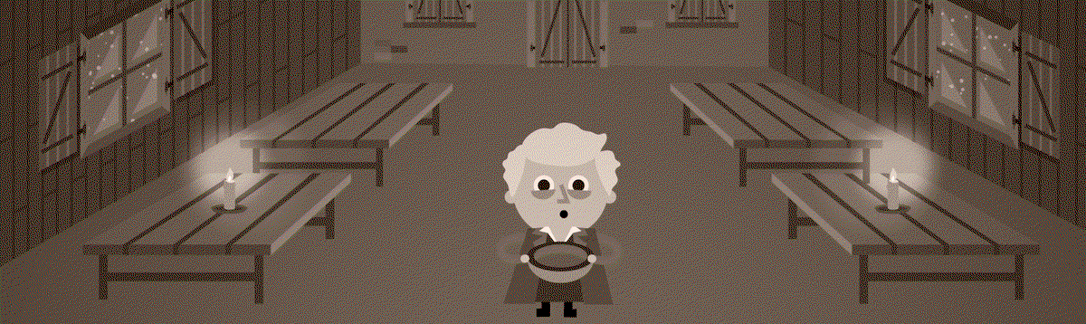 A gif showing an Oliver Twist character saying 'please sir, can I have some more' before a Rishi Sunak character, surrounded by other Conservative figures, says 'more taxes'.